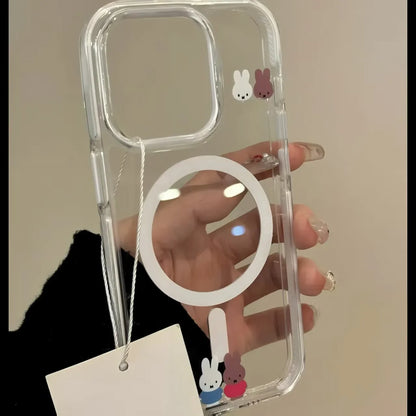 New Miffy bracket magnetic phone case suitable for iPhone 11-16promax anti drop and dustproof phone protection accessories