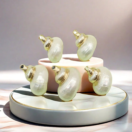 Natural Seashell Charms – Mother of Pearl Conch & Cowrie Shell Pendants for DIY Jewelry Making