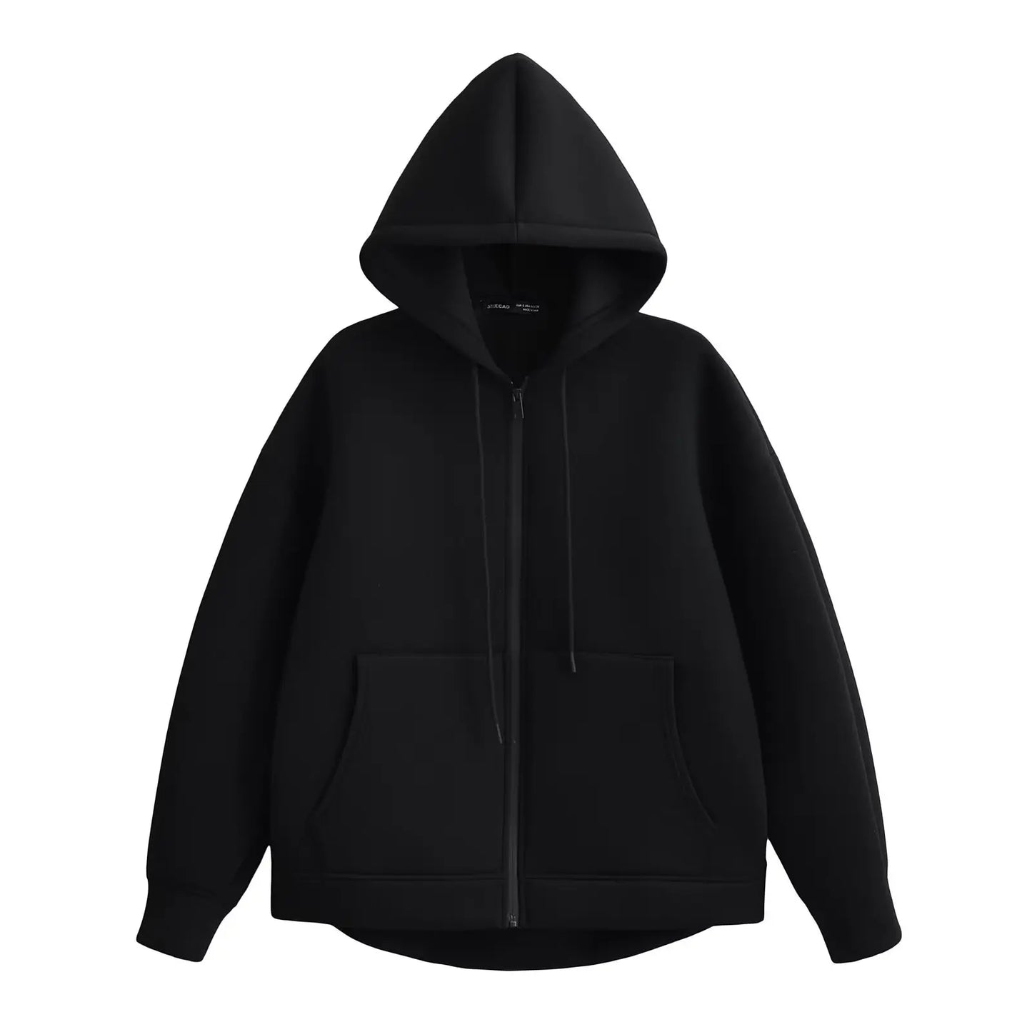 Women’s Oversized Zipper Hoodie – HH Winter High Street Loose Sweatshirt Coat with Double Pockets