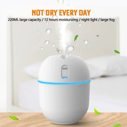 220ml Mini USB Air Humidifier – Ultrasonic Essential Oil Diffuser & Car Purifier with LED Night Light