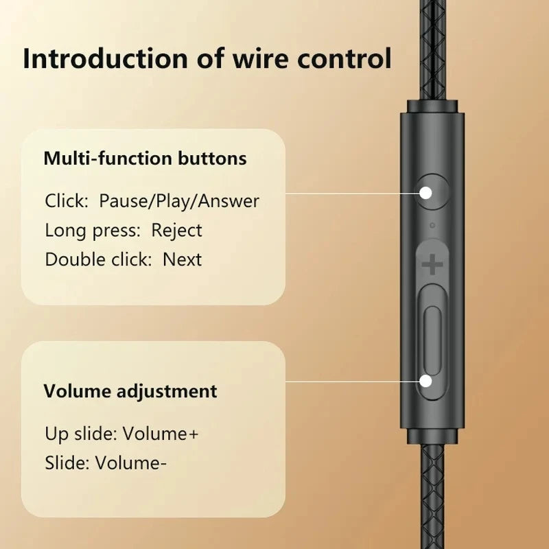 Wired Earphones with Mic - Metal Magnetic HiFi Stereo Headphones 3.5mm/Type-C for Gaming & Music