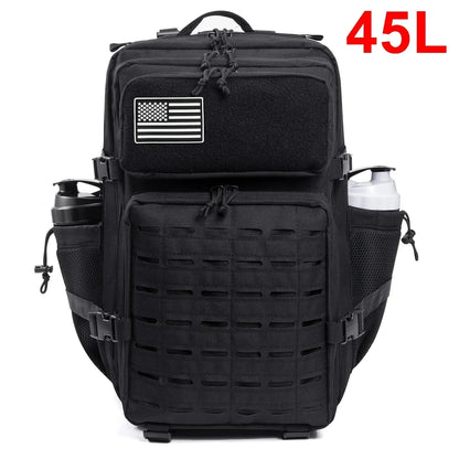 25L/45L Tactical MOLLE Backpack – Outdoor Hiking Daypack with Dual Cup Holders for Men & Women