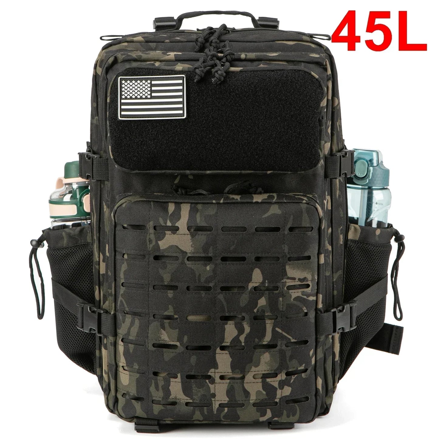 25L/45L Tactical MOLLE Backpack – Outdoor Hiking Daypack with Dual Cup Holders for Men & Women