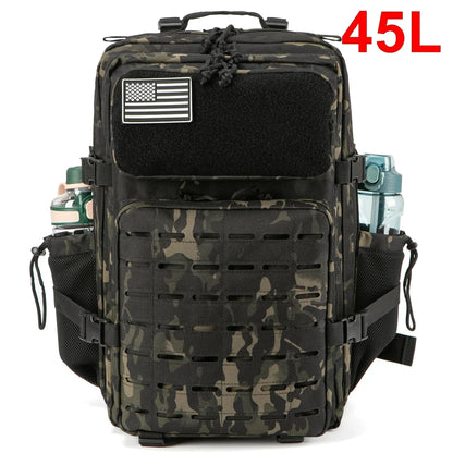 25L/45L Tactical MOLLE Backpack – Outdoor Hiking Daypack with Dual Cup Holders for Men & Women