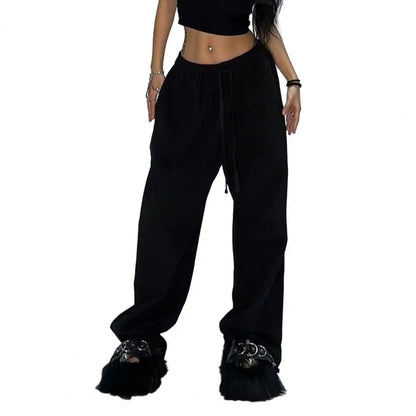 Women’s High-Waist Lace-Up Sweatpants – Loose Baggy Joggers for Streetwear, Sports & Dance | Y2K Fashion