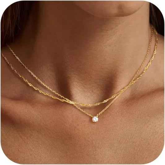 Diamond Choker Necklace for Women – 18K Gold or Sterling Silver Simple Gold-Plated Elegant Jewelry Gift