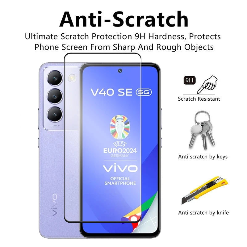 4in1 For Vivo V40 SE 5G Glass For Vivo V40 SE Tempered Glass 6.67 inch 2.5D Full Cover Screen Protector For Vivo V40 SE Film