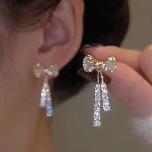 Fashion Bow Crystal Zircon Earrings – Trendy Party Jewelry for Women & Valentine’s Day Gift