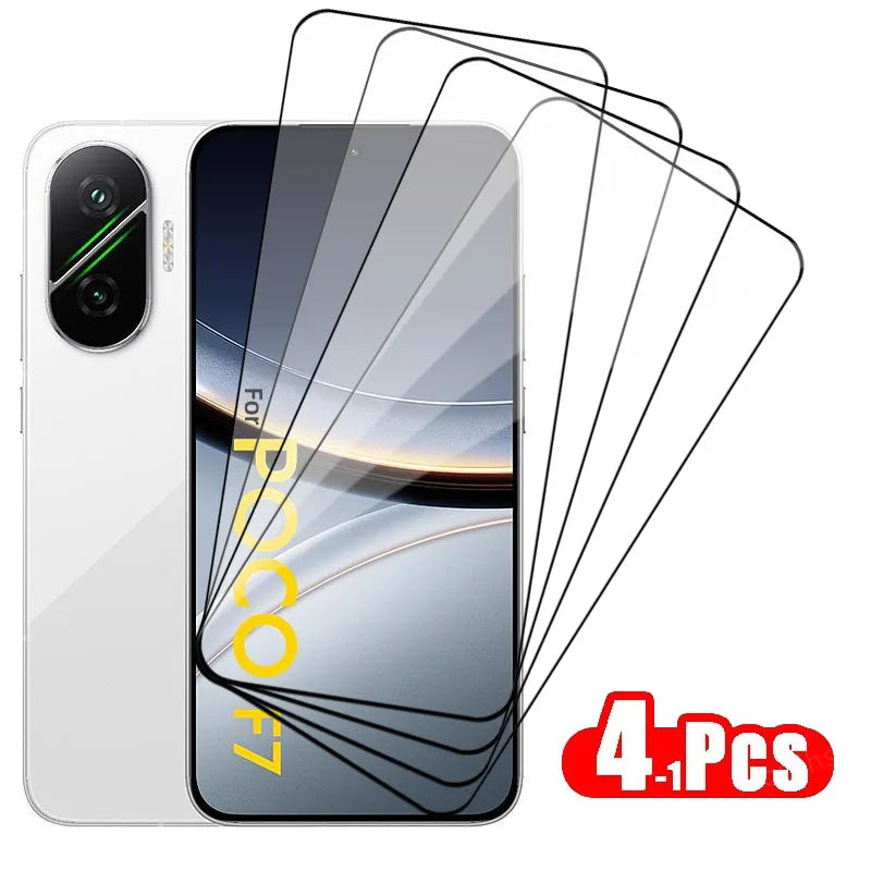 4-1Pcs Glass For Poco F7 Tempered Glass For Xiaomi Poco F7 Screen Protector Protective Phone Film Poco F7