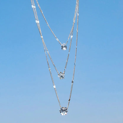 Trendy Zircon Multilayer Chain Choker Necklace for Women Shiny Party Jewelry Gift