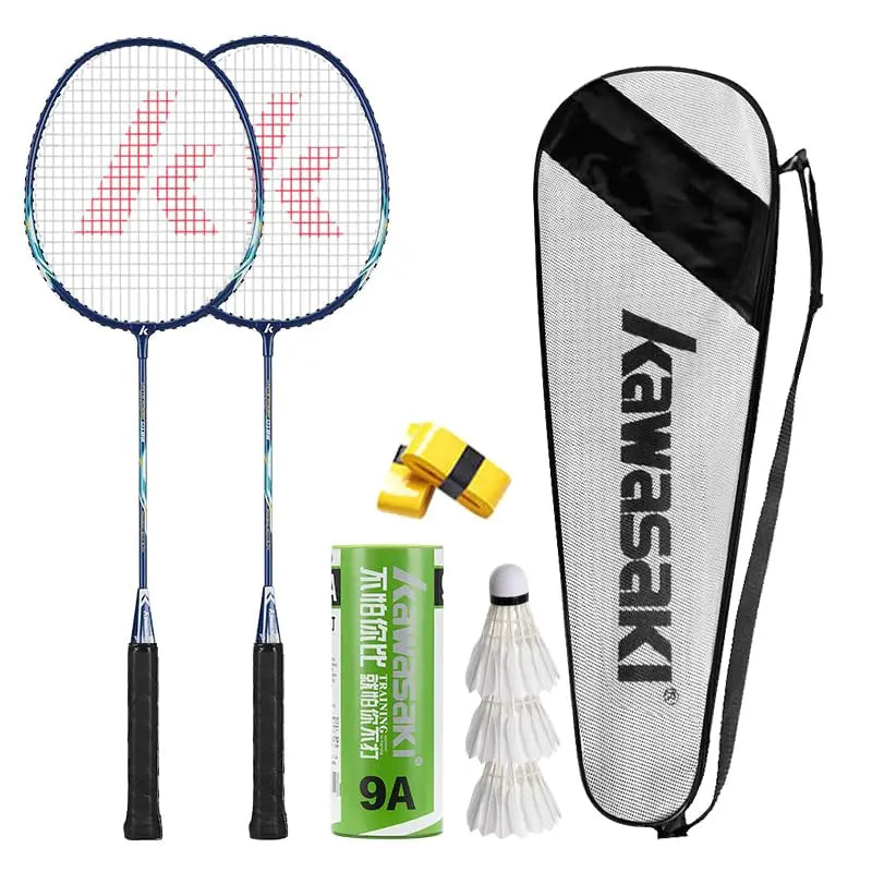 Kawasaki Badminton Set 2 Rackets + 3 Shuttlecocks with Carry Bag for Practice & Training
