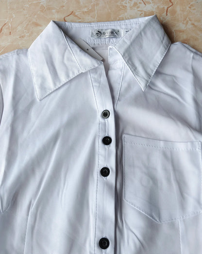 Women’s White Chiffon Blouse – Long Sleeve V-Neck Formal Shirt for Autumn