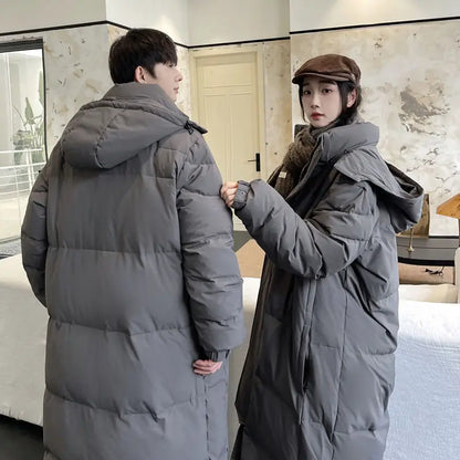 2025 Winter Oversized Down Jacket – Loose Hooded Windproof White Duck Down Coat for Women & Couples