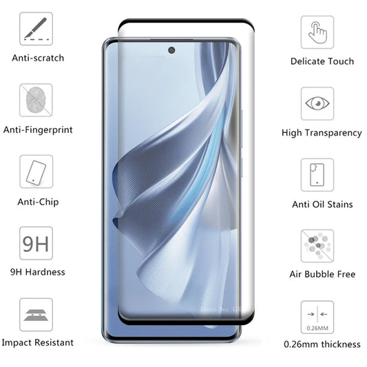 2N2 for Reno 10 5G Glass OPPO Reno 10 Pro 5G Tempered Glass Full Cover Curved Screen Protector for Reno 10 Lens Glass