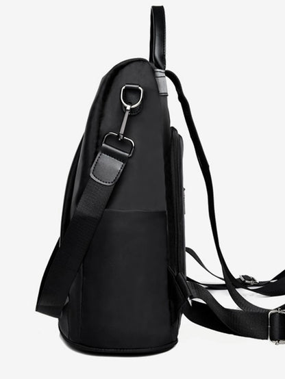 Neutral Style Nylon Backpack – Unisex Travel Bag with 3 Carry Straps for Men & Women