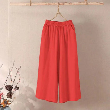 Women’s Casual Cotton Linen Pants – Vintage Wide Leg Capri Sweatpants | Summer Joggers Fashion Clothing