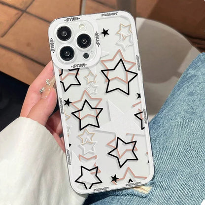 Five-Pointed Star Transparent Phone Case – Soft Cover for Xiaomi Mi 11, 11T, 12, 12T, 13, 13T, 14, Poco X5, F5, X6, M6 Pro (5G & 4G)
