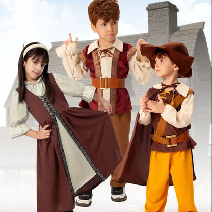 2025 Halloween Kids Performance Costume – Bat Capes with Pleated Witch Hats
