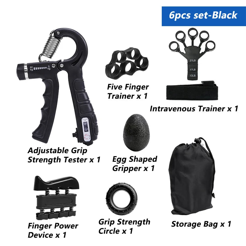 5-60Kg Adjustable Grip Strength Trainer with Finger Exerciser Hand Grip Strengthener for Muscle Building and Injury Recover
