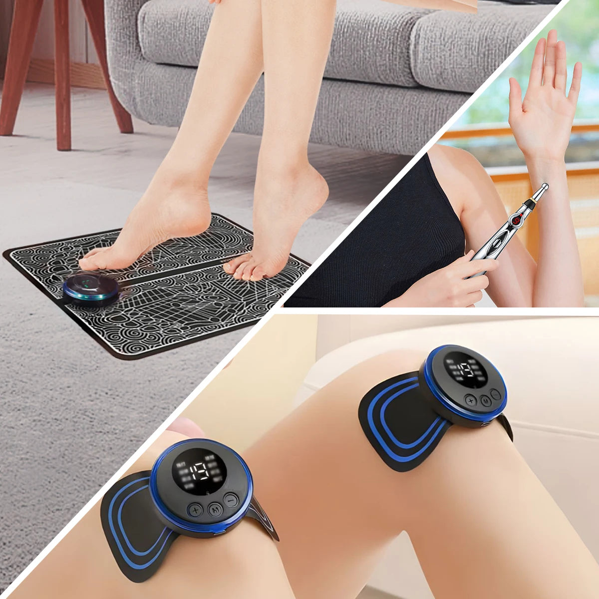 3pc Ems Smart Massage Set Full Body Massager Foot Acupoint Massager Portable Electronic Massager Relieve Shoulder Neck Back Pain