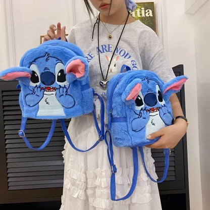 Disney 3D Cartoon Plush Backpack – Cute Mini Bag for Women & Kids with Large Capacity