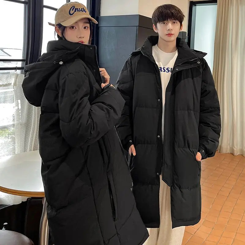 2025 Winter Oversized Down Jacket – Loose Hooded Windproof White Duck Down Coat for Women & Couples
