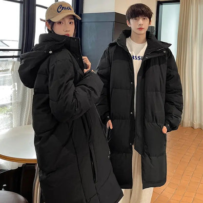 2025 Winter Oversized Down Jacket – Loose Hooded Windproof White Duck Down Coat for Women & Couples