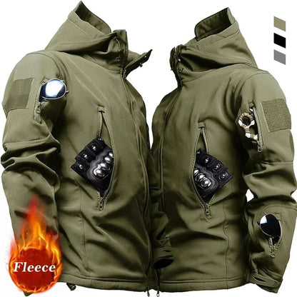 Men’s Tactical Softshell Jacket – Waterproof Military Hooded Combat Bomber Coat