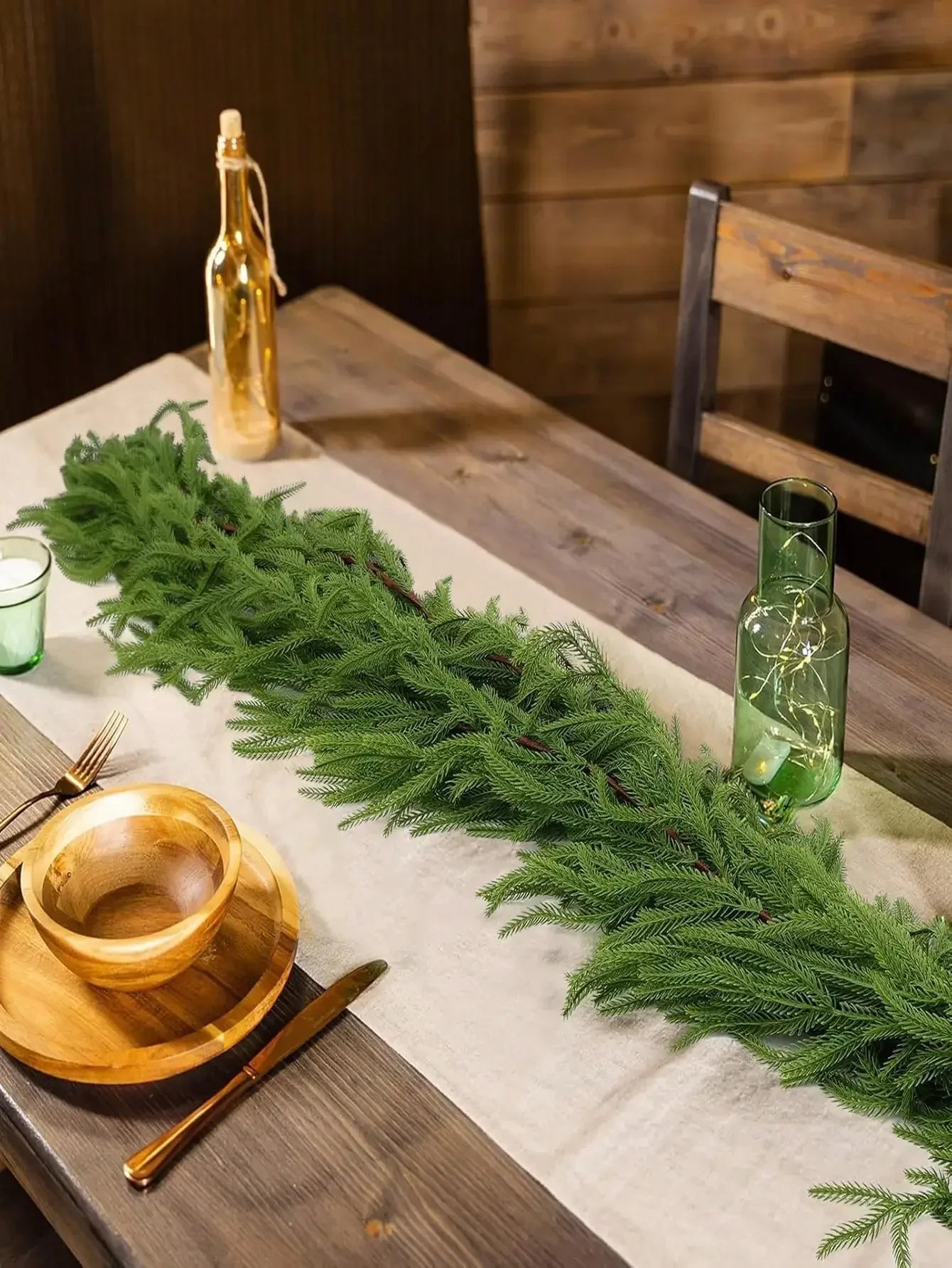 1.8M Artificial Norfolk Pine Garland – Real Touch Winter Green Christmas Decoration for Home & Outdoors