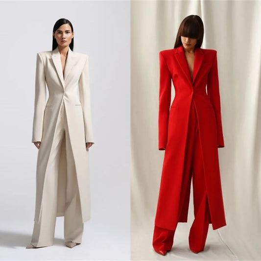 Designer Women’s Formal Suit Set – 2-Piece Blazer & Pants, Long Style for Wedding, Party & Prom, One-Button Customizable