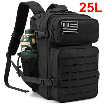 25L/45L Tactical MOLLE Backpack – Outdoor Hiking Daypack with Dual Cup Holders for Men & Women