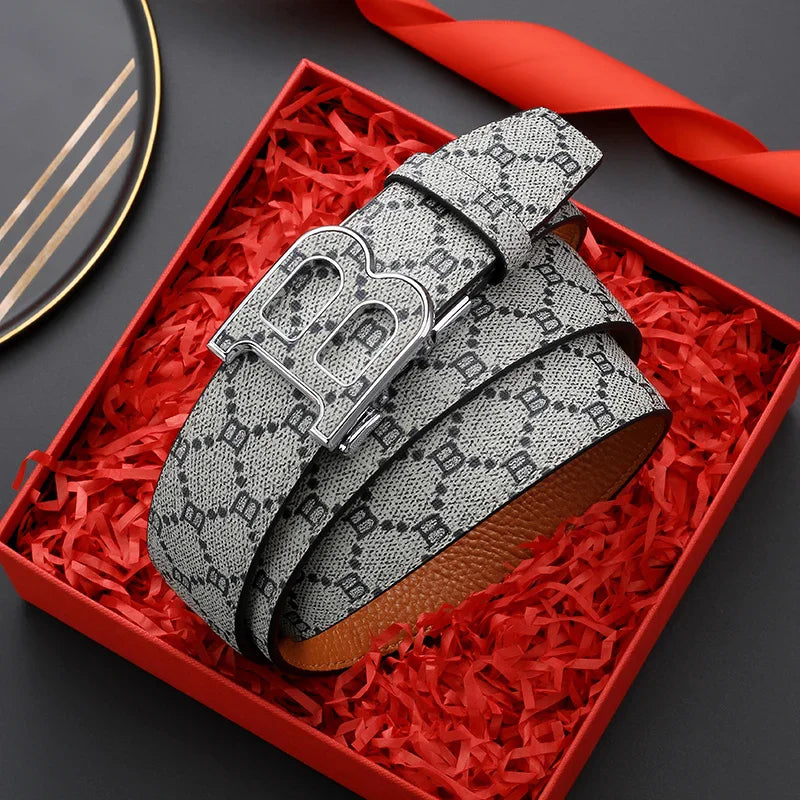 High Quality 3.4cm Leather Business Men Belt Luxury Brand Designer famous  work Belts for men Jeans Strap Male Buckle belt