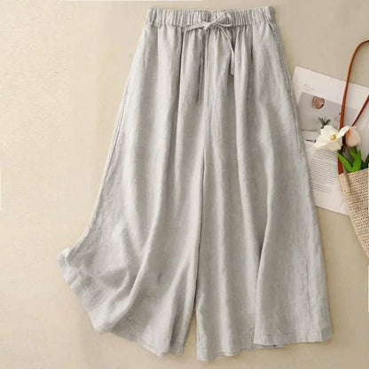 Women’s Casual Cotton Linen Pants – Vintage Wide Leg Capri Sweatpants | Summer Joggers Fashion Clothing