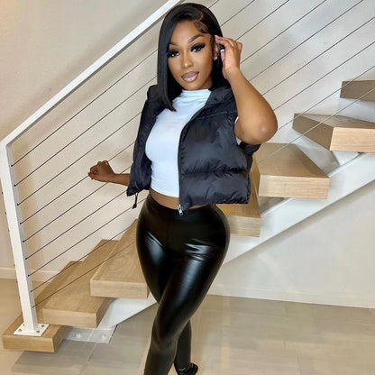 Women’s Short Puffer Vest – Warm Quilted Sleeveless Jacket for Autumn & Winter