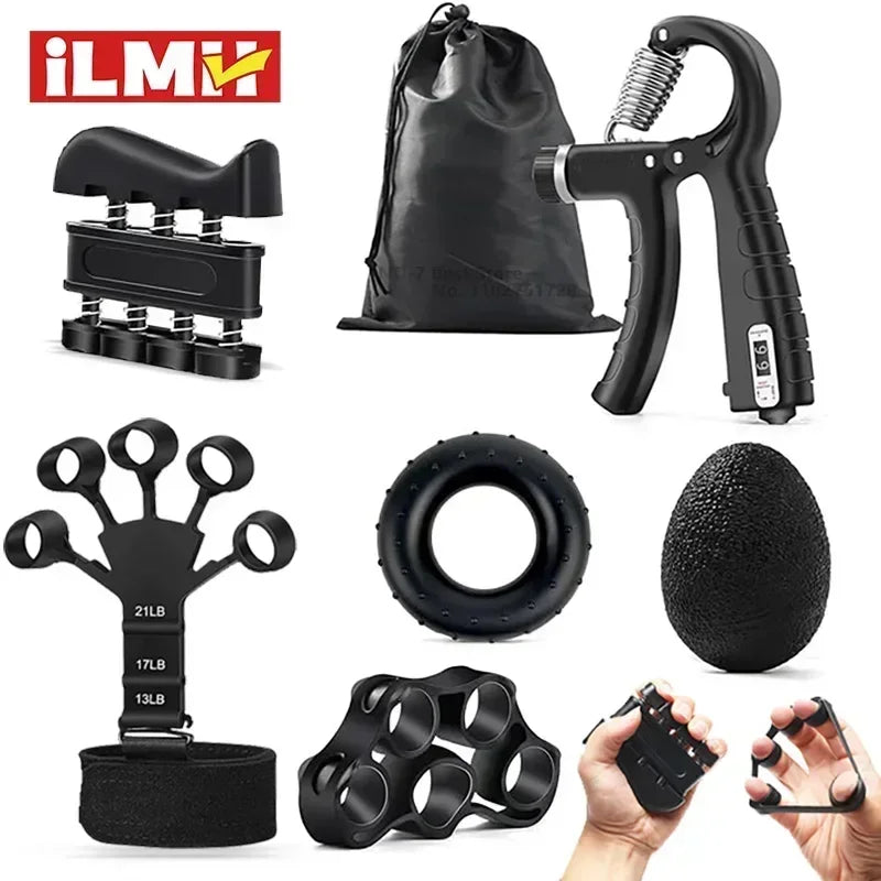 5-60Kg Adjustable Grip Strength Trainer with Finger Exerciser Hand Grip Strengthener for Muscle Building and Injury Recover