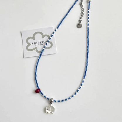 Harajuku Y2K Colorful Beaded Bow Pendant Necklace – Aesthetic Acrylic Jewelry for Women & Party Wear