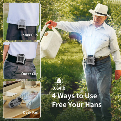 Socool 10000mAh Waist Fan Portable Handheld Hanging Neck Fan Ultra-Strong Wind with Phone Charging LED Light for Outdoor Working