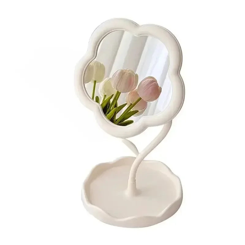 Makeup Mirror - Portable Dressing Table Mirror with Floral Pattern for Bedroom & Office