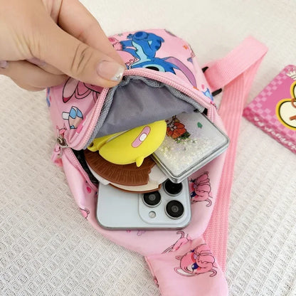 Cartoon Mini Stitch & Angel Crossbody Sling Bag – Cute Anime Shoulder Coin Purse Gift