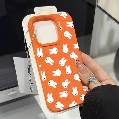 Kawaii Miffy Rabbit Phone Case Fills The Screen 16PROMAX Phone Case /15 Soft Case 14 Lychee Pattern 13 Niche 12/X