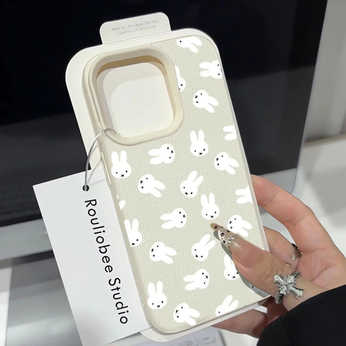 Kawaii Miffy Rabbit Phone Case Fills The Screen 16PROMAX Phone Case /15 Soft Case 14 Lychee Pattern 13 Niche 12/X