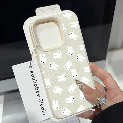 Kawaii Miffy Rabbit Phone Case Fills The Screen 16PROMAX Phone Case /15 Soft Case 14 Lychee Pattern 13 Niche 12/X