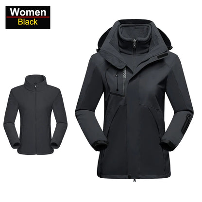 Women’s 3-in-1 Waterproof Hiking Jacket – Fleece Lined Winter Windbreaker