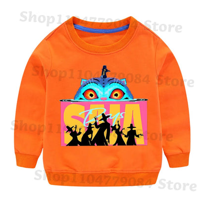 K-pop Demon Hunters Round-Neck Sweatshirt – Cute Anime Cartoon Hoodie for Children, Boys & Girls, Spring & Autumn Sport Fashion