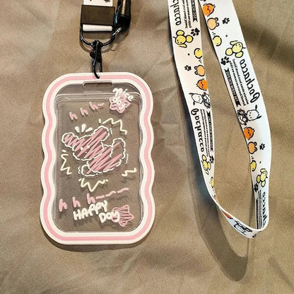 1PC Cute Acrylic ID Card Holder with Lanyard – For Student, Work, Campus, Bus, and Access Control Cards