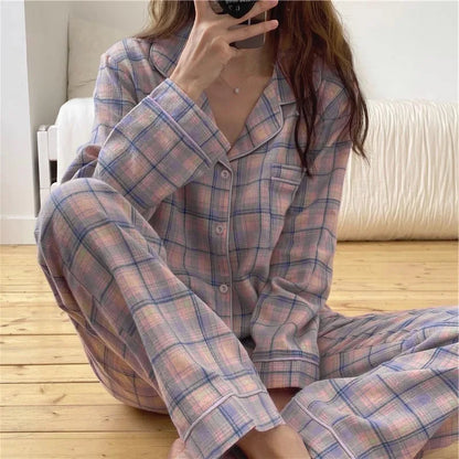 Spring & Autumn Women’s Pajamas Set – Casual Cardigan Home wear for Girls & Students