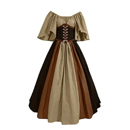 2025 Halloween Women’s Medieval Cosplay Costume – Retro Slim Swing One-Shoulder Dress for Love Live & Party