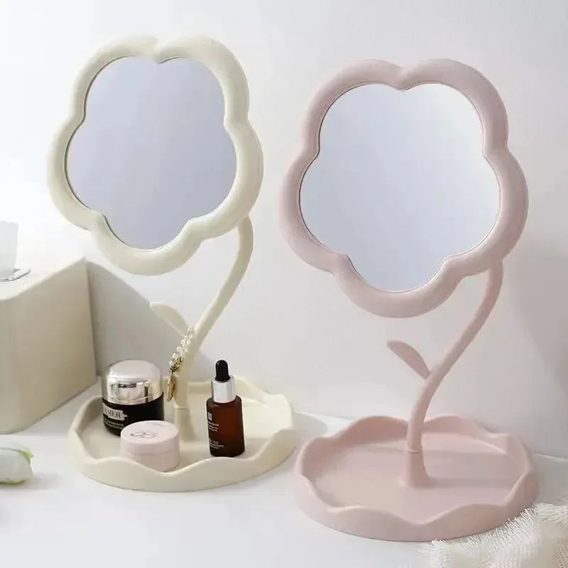 Makeup Mirror - Portable Dressing Table Mirror with Floral Pattern for Bedroom & Office