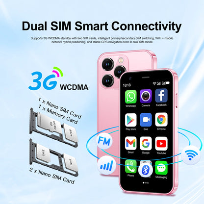 SERVO 15SE Mini Smartphone 3.0" Android 3G Dual SIM 2GB+16GB WiFi WhatsApp Small Smart Phone