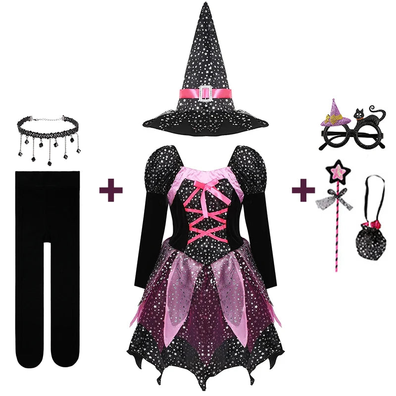 Kids Halloween Costume – Witch, Vampire, or Little Red Riding Hood Cosplay Dress for Girls & Boys Masquerade Party